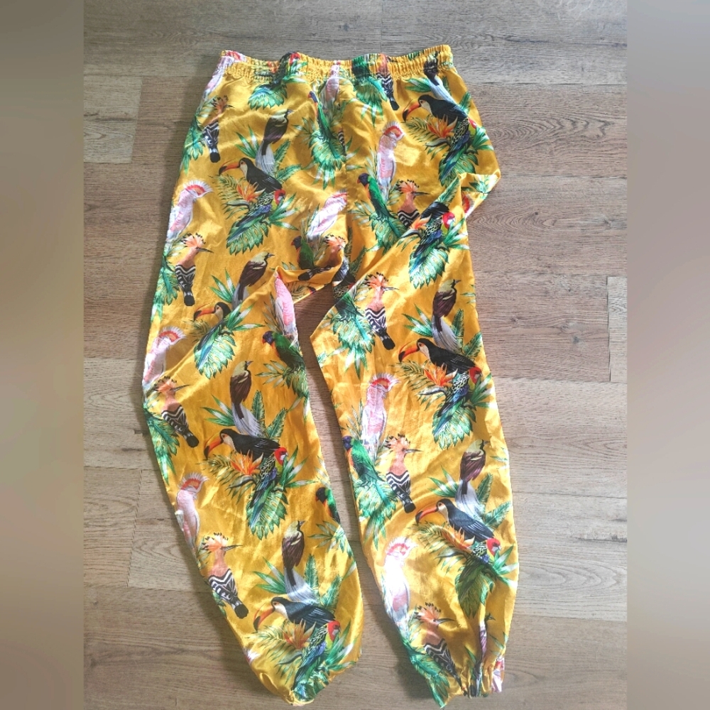 Tropical Bird Print Pants